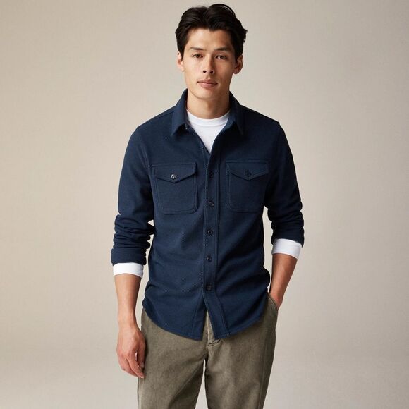 NWT J CREW Seaboard soft-knit shirt in Twill Blue Navy